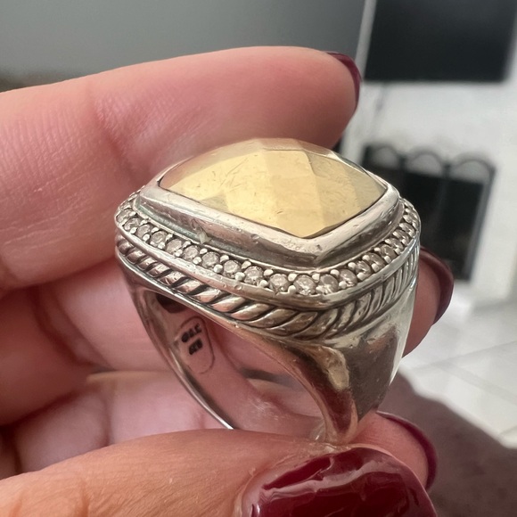 David Yurman diamonds Albion faceted gold ring sz 7 - Picture 9 of 11